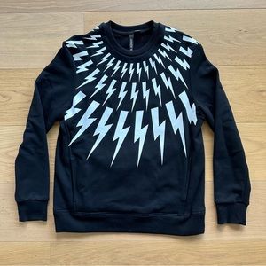Neil Barrett Black Thunderbolt Pullover with Pockets
